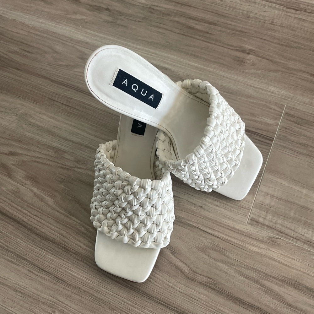 Aqua Women's Ivory Woven Mules